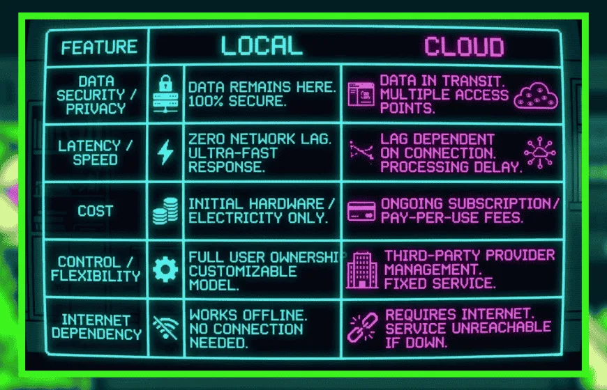 comparison of local vs cloud AI systems